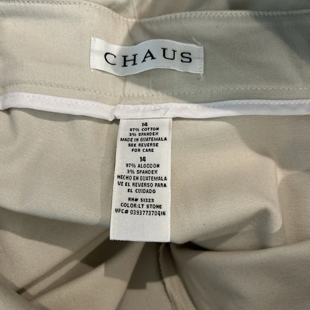 CHAUS Vintage Women's Wide Leg Crop Culotte Gaucho Pants Size 14 Stone Khaki NWT